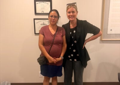 Claire Longdin with her client